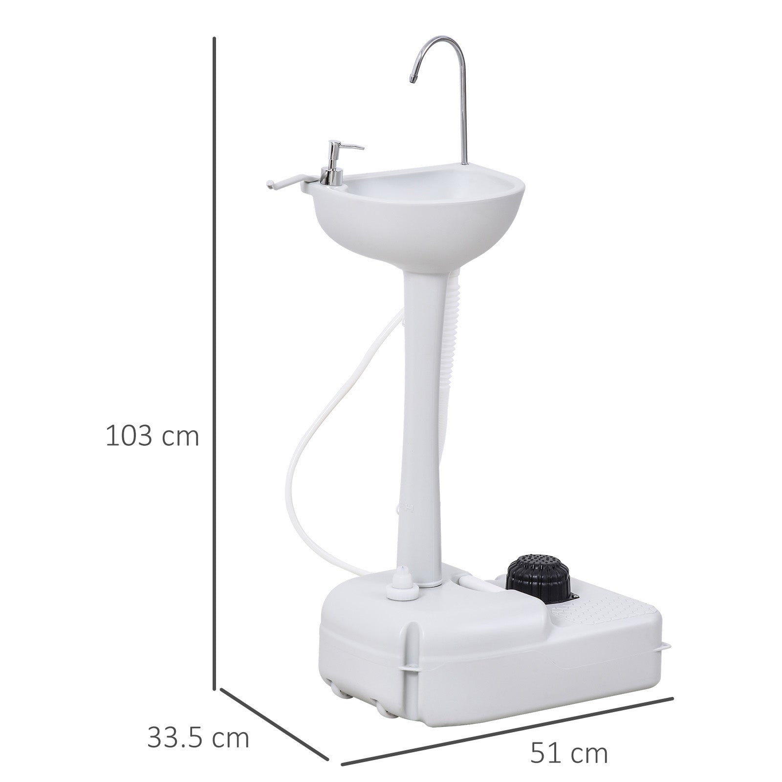 Outsunny Camping Portable Handwash Sink w/ Towel Holder & Soap Dispenser Rolling Wheels Outdoor Drainage Equipment 