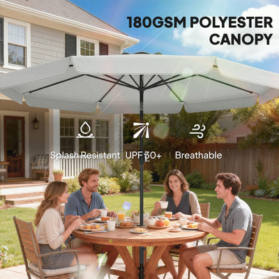 Outsunny 3 m Garden Parasol with Tilt Mechanism & Crank Handle, UPF 30+ Patio Umbrella Outdoor Table Umbrella, Light Grey 