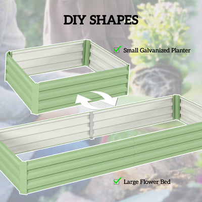 Outsunny Metal Raised Garden Bed Planter Box Outdoor Planters for Growing Flowers, Herbs, Green, Light Green 