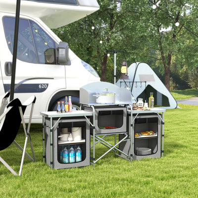 Outsunny Multi-Storage Portable Camping Kitchen, with Carry Bag 