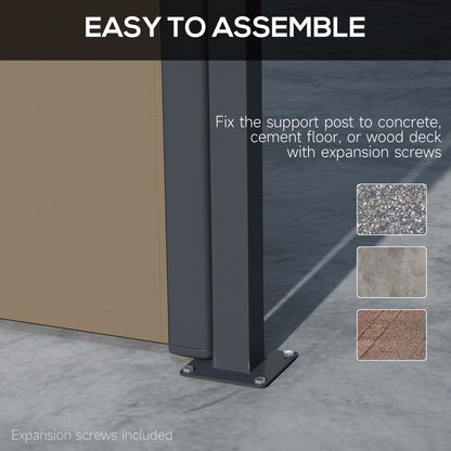 Outsunny Retractable Side Awning, Outdoor Privacy Screen for Garden, Hot Tub, Balcony, Terrace, Pool, 400 x 180cm, Khaki