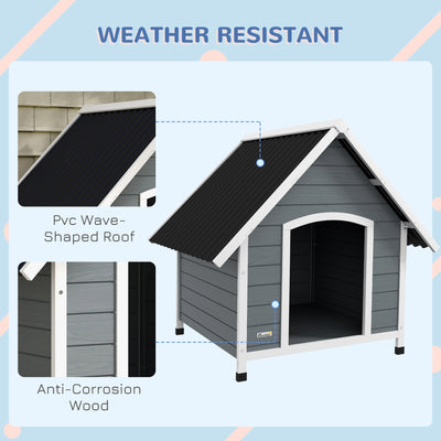 PawHut Outdoor Dog Kennel, Wooden Dog House, with Removable Floor, Anti-Corrosion Wood, for Large Dogs, 106.5H x 110W x 98Dcm 