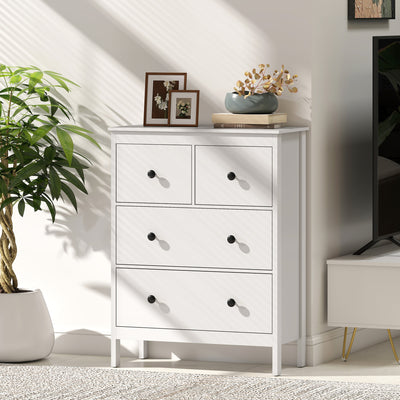 HOMCOM Modern Chest of Drawers, 4 Drawer Dresser Clothes Storage Organiser for Living Room, Hallway, Entryway, White 