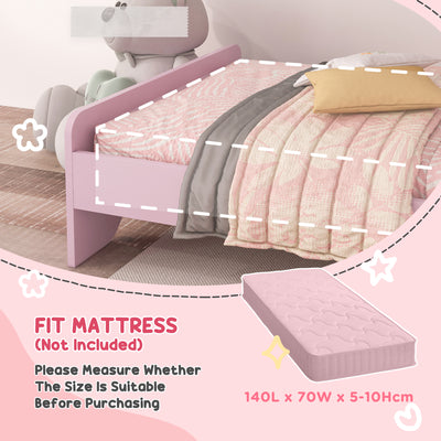ZONEKIZ Wooden Kids Bedroom Furniture Set with Kids Dressing Table, Stool, Bed, for 3-6 Years, Cat-Design 