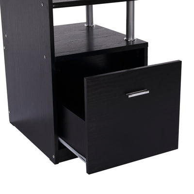 HOMCOM Computer Desk PC Workstation with Drawer Shelves CPU Storage Rack Home Office Furniture 152 x 60 x 88cm (BLACK) 