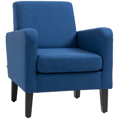 HOMCOM Linen-Look Boxy Armchair - Blue 