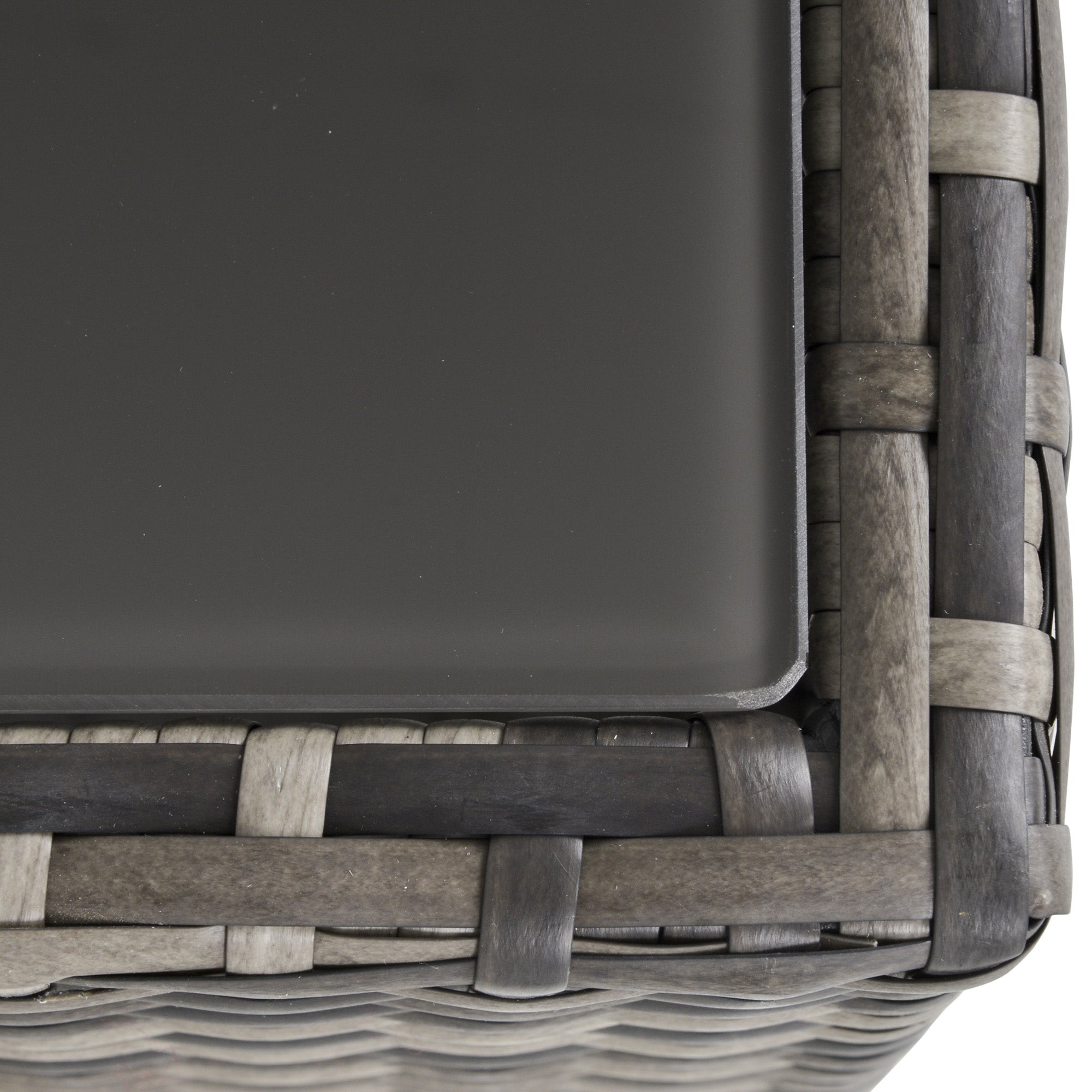 Outsunny Square PE Wicker Rattan Table with Glass Top - Dark Grey 
