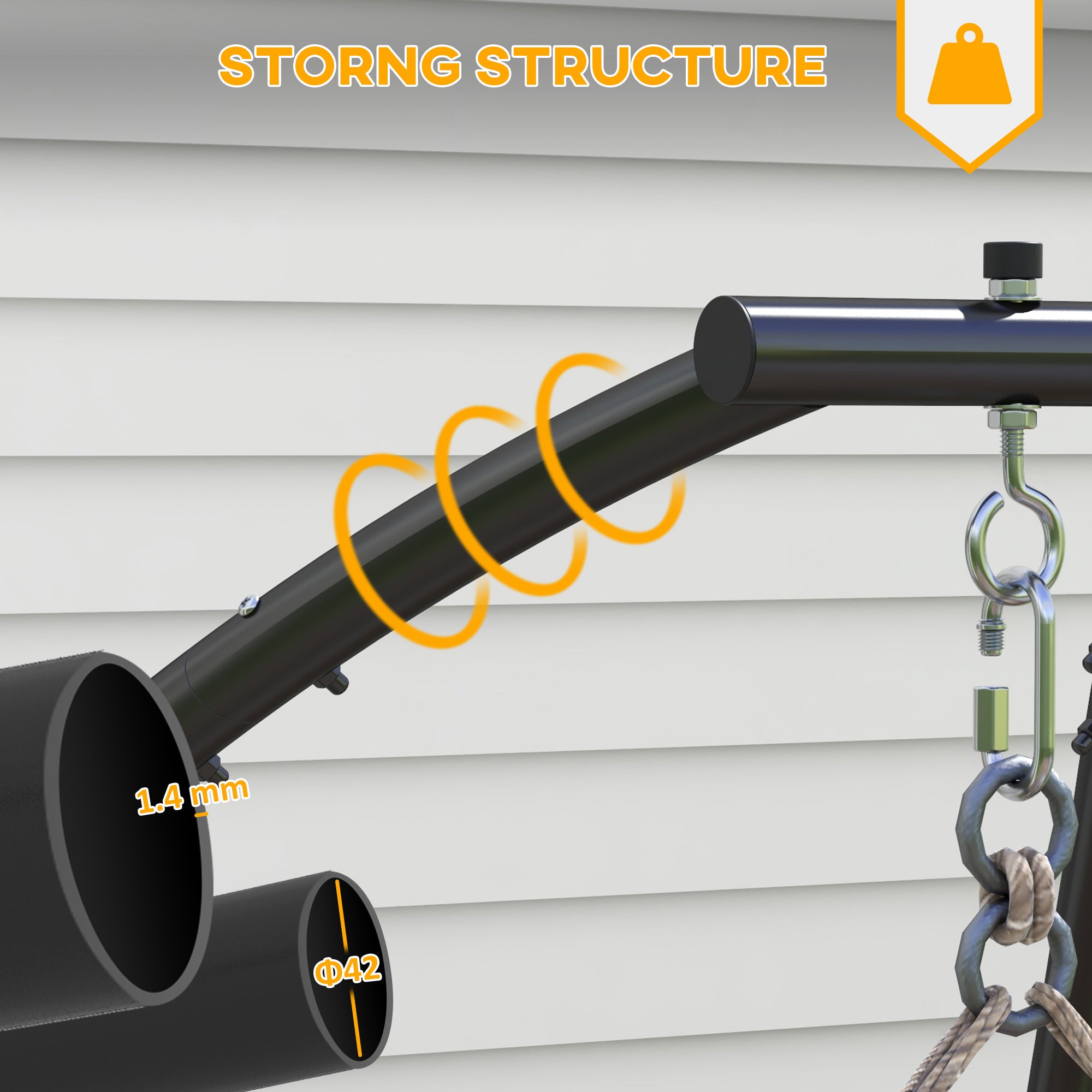 Outsunny Hammock Chair Stand, C Shape Hanging Heavy Duty Metal Frame Hammock Stand for Hanging Hammock Air Porch Swing Chair, Indoor & Outdoor Use, Black 