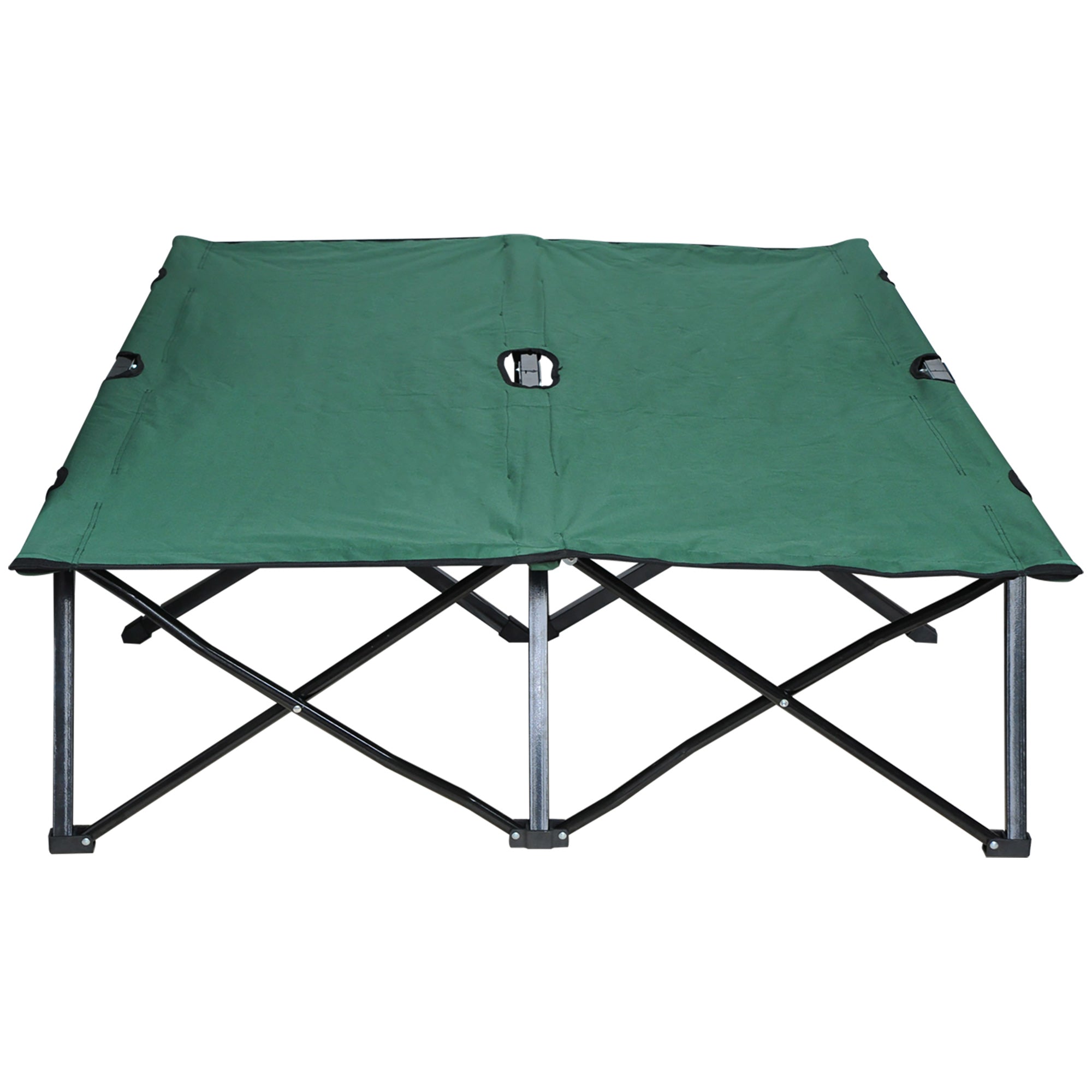 Outsunny Double Camping Cot Bed, with Bag - Green 