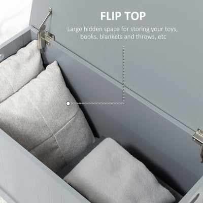 HOMCOM Large Storage Box Toy Chest Cabinet Container Unit Organizer with Lid & Safety Hinges, Grey 
