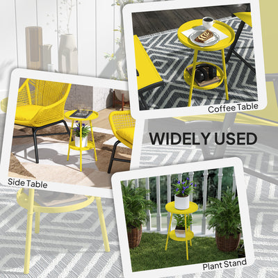 Outsunny Two-Tier Metal Garden Table - Yellow 