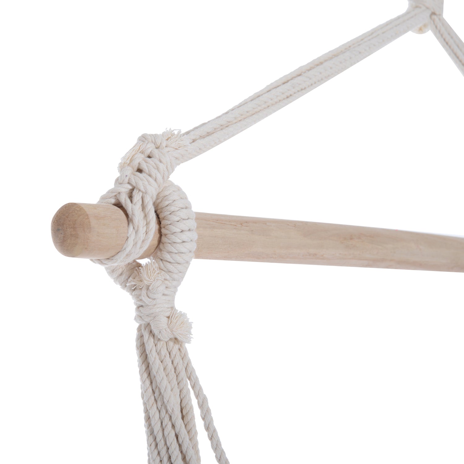 Outsunny Outdoor Hanging Rope Chair with Cotton Rope, Garden Hammock Chair with Wooden Support Bar Cotton Cloth, Portable Garden Chair for Patio & Tree, Red 