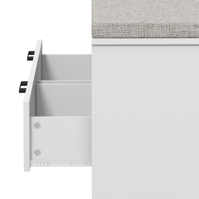 HOMCOM Shoe Bench with Removable Cushion, Shoe Storage Bench with Padded Seat, Open Compartments and Drawers for Entryway Hallway 