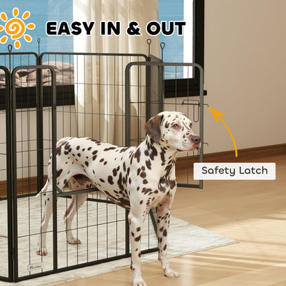PawHut 6 Panels Dog Playpen, Portable Detachable Puppy Pen with Door, for Large Dogs, 100cm High, Black 