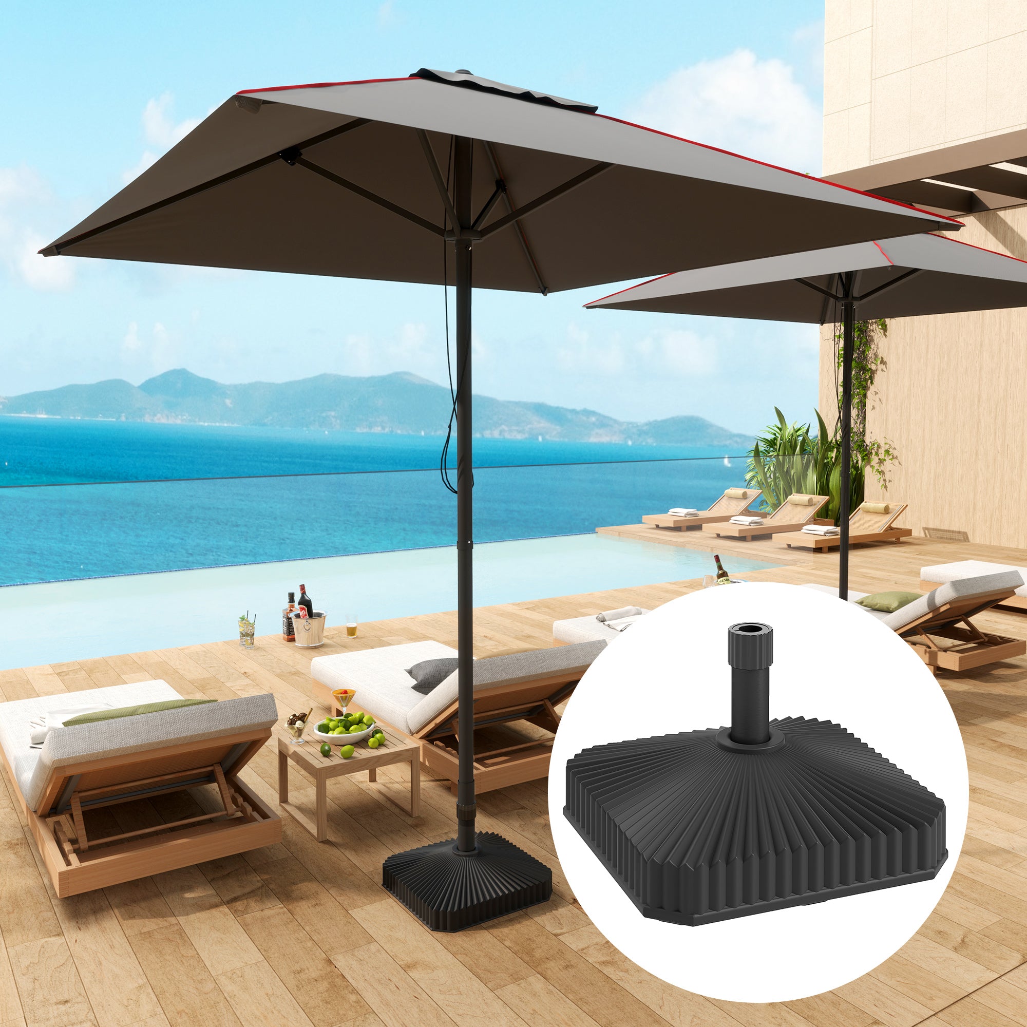 Outsunny Patio Umbrella Stand, Heavy Duty Outdoor Parasol Base, Sand/Water Filled, Black 