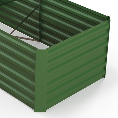 Outsunny Set of 2 Raised Beds for Garden, Galvanised Steel Outdoor Planters with Multi-reinforced Rods for Vegetables, Plants, Flowers and Herbs, 180 x 90 x 59 cm, Green 