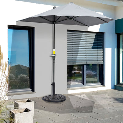 Outsunny 9kg Resin Parasol Base, Half Round Umbrella Stand with Floral Design for Garden, Outdoor, Suitable Umbrella Rod: Φ3.8cm, Φ4.8cm, Bronze Tone 