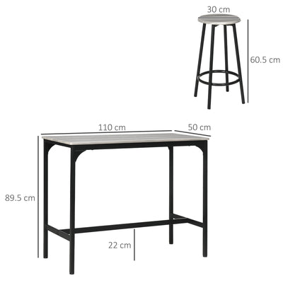 HOMCOM Five-Piece Industrial-Style Bar Table Set - Grey/Black 