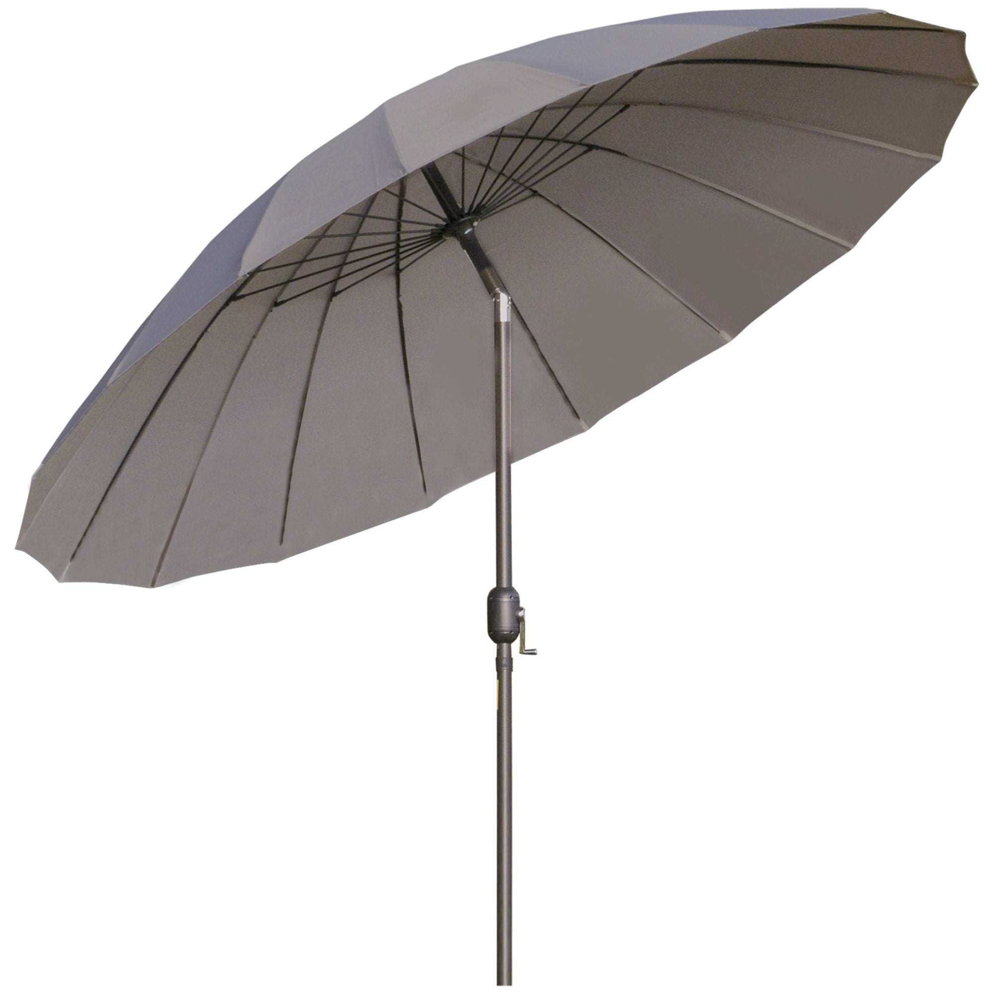 Outsunny 2.5m Shanghai Garden Parasol Umbrella with Crank & Tilt, Adjustable Outdoor Sun Shade, Grey 