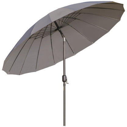 Outsunny 2.5m Shanghai Garden Parasol Umbrella with Crank & Tilt, Adjustable Outdoor Sun Shade, Grey 