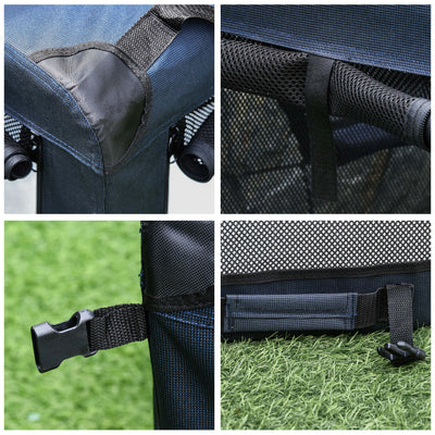 PawHut Foldable Pet Carrier for Small and Miniature Dogs, Portable Cat Carrier Soft Side Pet Travel Crate with Removable Mat, Storage Bags, Breathable Mesh 60 x 41.5 x 41cm - Dark Blue 