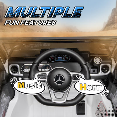 HOMCOM Mercedes Benz G500 Licensed 12V Kids Electric Ride On Car  Toy with Parental Remote Control Battery-powered 2 Motors Music Lights MP3 for 3-8 Years Old White 