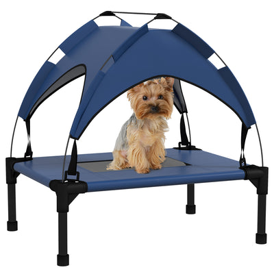 PawHut Cooling Raised Pet Bed w/ Washable Breathable Mesh, for Mini Small Dogs, 61 x 46 x 63cm - Dark Blue 