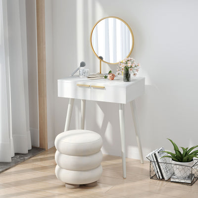HOMCOM Dressing Table with Round Mirror - White 