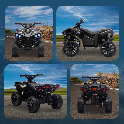 AIYAPLAY 6V Kids ATV, 4 Wheeler Electric Ride on Car with Music and LED Headlights, for Ages 3-8 Years Boys and Girls, Black 