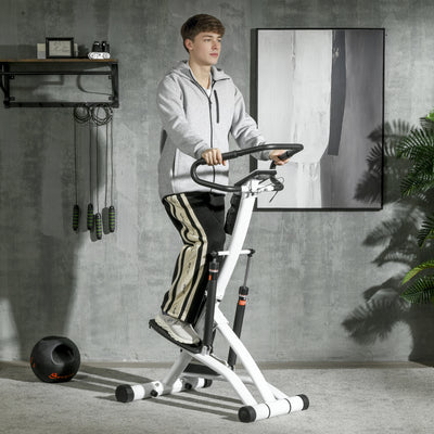 SPORTNOW Foldable Stepper Machine with 12-Level Hydraulic Resistance, Step Machine Exerciser with LCD Monitor and Drink Holder, for Home Fitness Workout, White and Black 