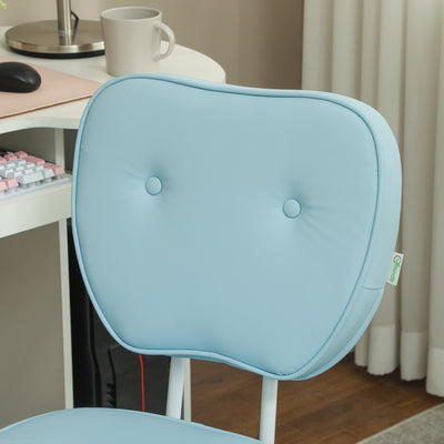 Vinsetto Vanity Office Chair, PU Leather Computer Chair for Home, with Adjustable Height, Armless, Swivel Wheels, Blue 