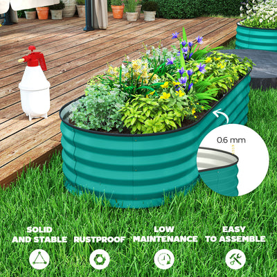 Outsunny Set of Two 150 x 60cm Steel Planters - Green 