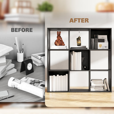 HOMCOM Nine-Cube Storage Shelf - Black 
