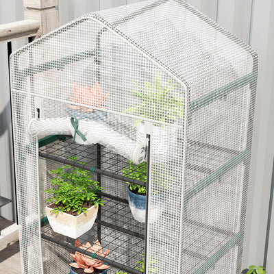 Outsunny 193cm Five Shelf Mini Greenhouse - White 