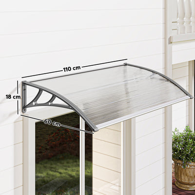 Outsunny Front Door Canopy, Outdoor Awning, Rain Shelter, 110 x 60cm, Grey 