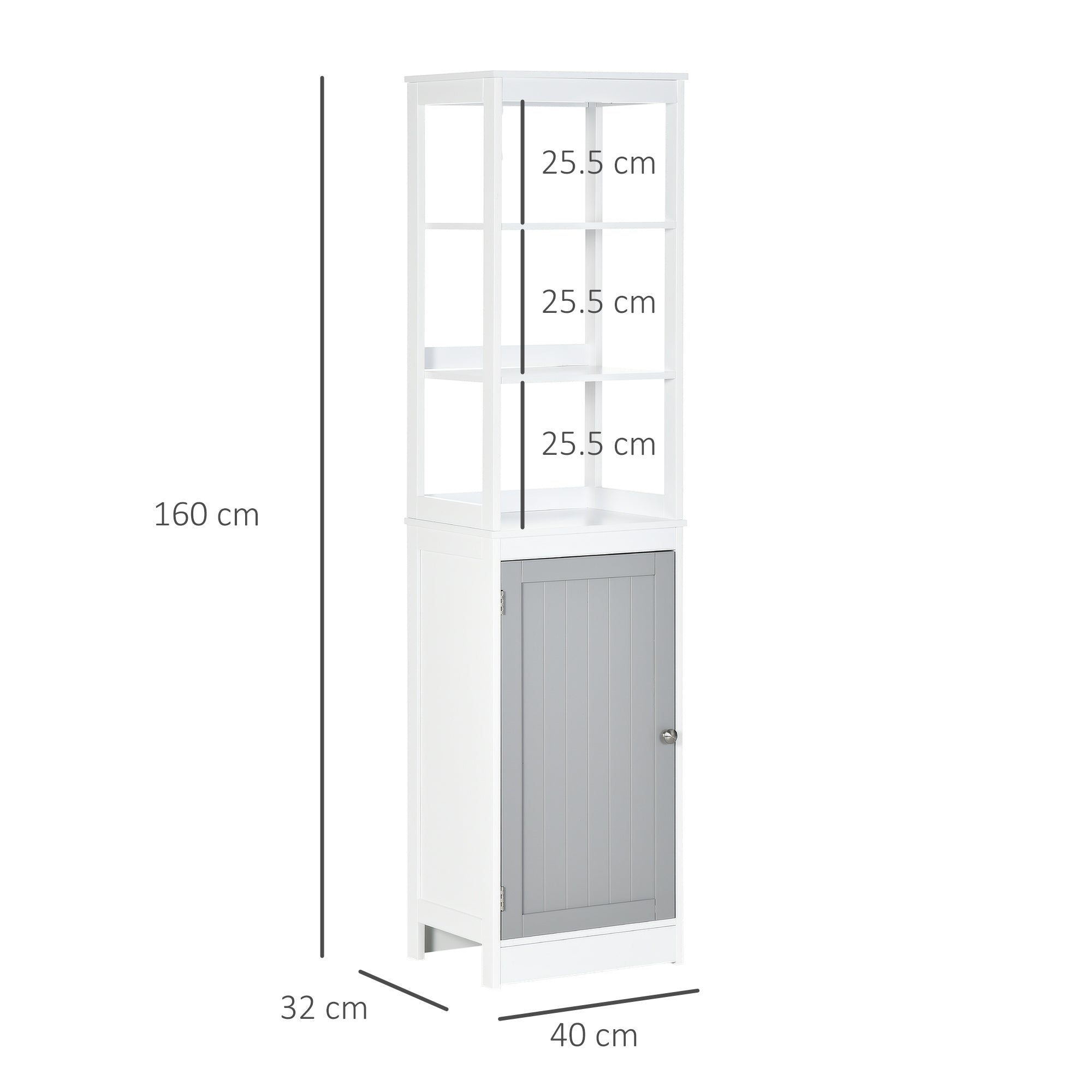 kleankin Tall Bathroom Cabinet Free Standing Slimline Cupboard Tallboy Unit Storage Organiser for Bathroom, Living Room, Kitchen 