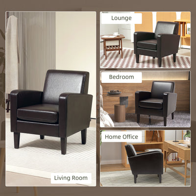 HOMCOM Faux Leather Simple Armchair - Brown 
