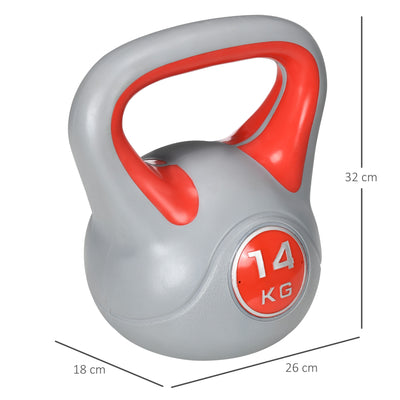 SPORTNOW Kettlebell, 14kg Kettle Bells with Handle for Home Gym Weight Lifting and Strength Training, Red and Grey 