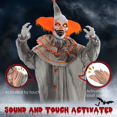 HOMCOM 6' Orange Clown Halloween Animatronic, with Glowing Eyes 