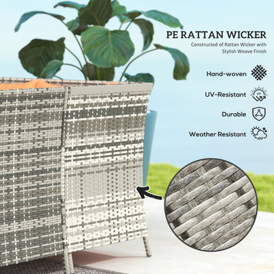 Outsunny 7-Seater Patio wicker Sofa Set Rattan Chair Furniture w/ Glass & Cushioned, Orange 
