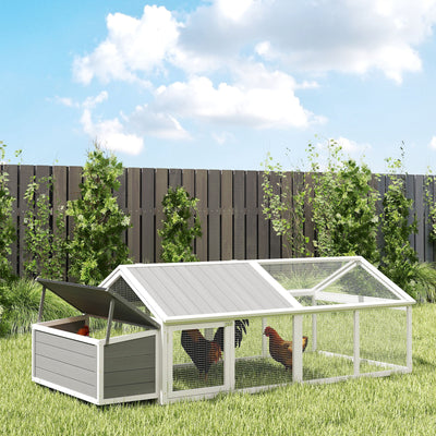 PawHut Wooden Chicken Coop with Nesting Box, Openable Roof, for 4-8 Chickens, White 
