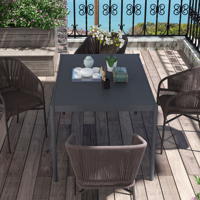Outsunny Six-Seater Outdoor Table with Slatted Aluminium Top and Steel Legs 