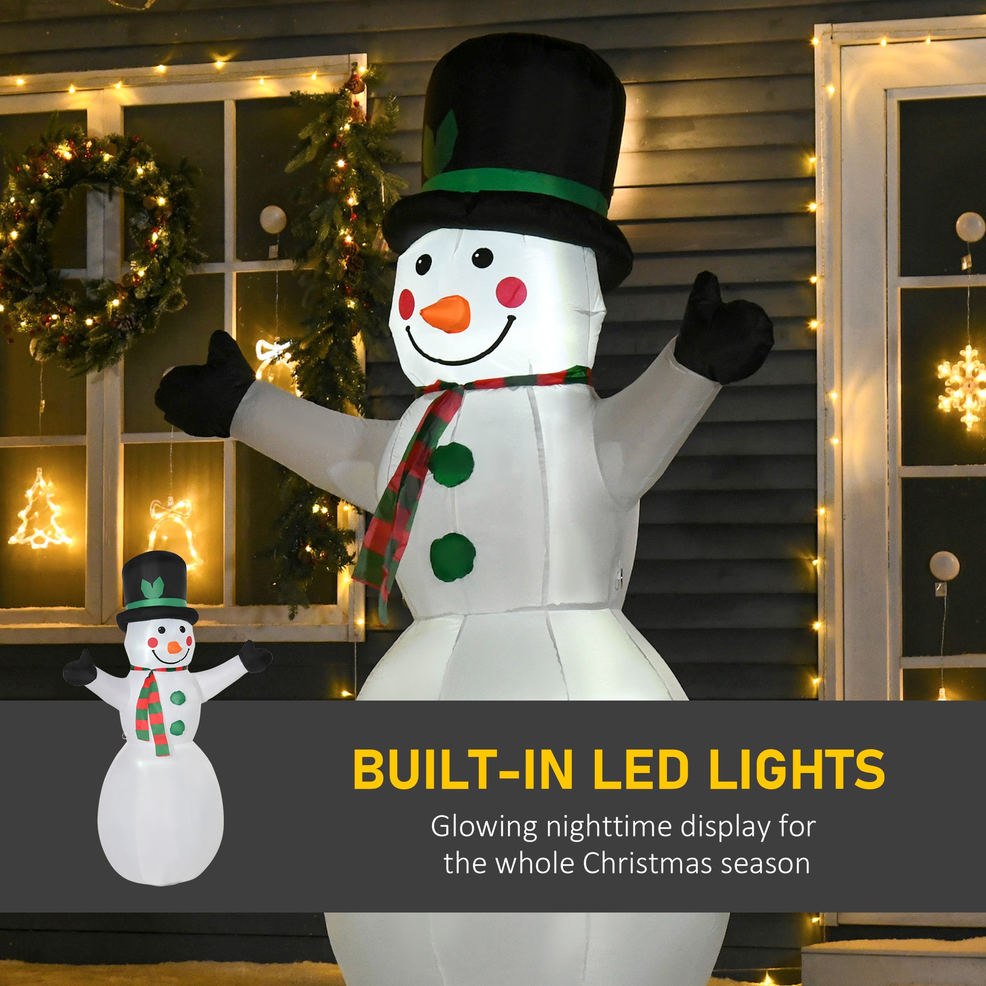HOMCOM 6.5ft Inflatable Snowman LED Christmas Xmas Air Blown Holiday Decoration Outdoor Garden Decor 