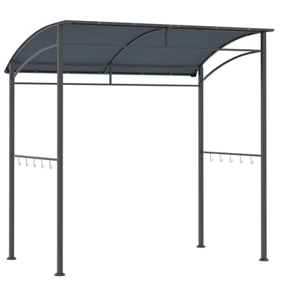 Outsunny 2.2 x 1.5 m BBQ Grill Gazebo Tent, Garden Grill with Metal Frame, Curved Canopy and 10 Hooks, Outdoor Sun Shade, Grey 