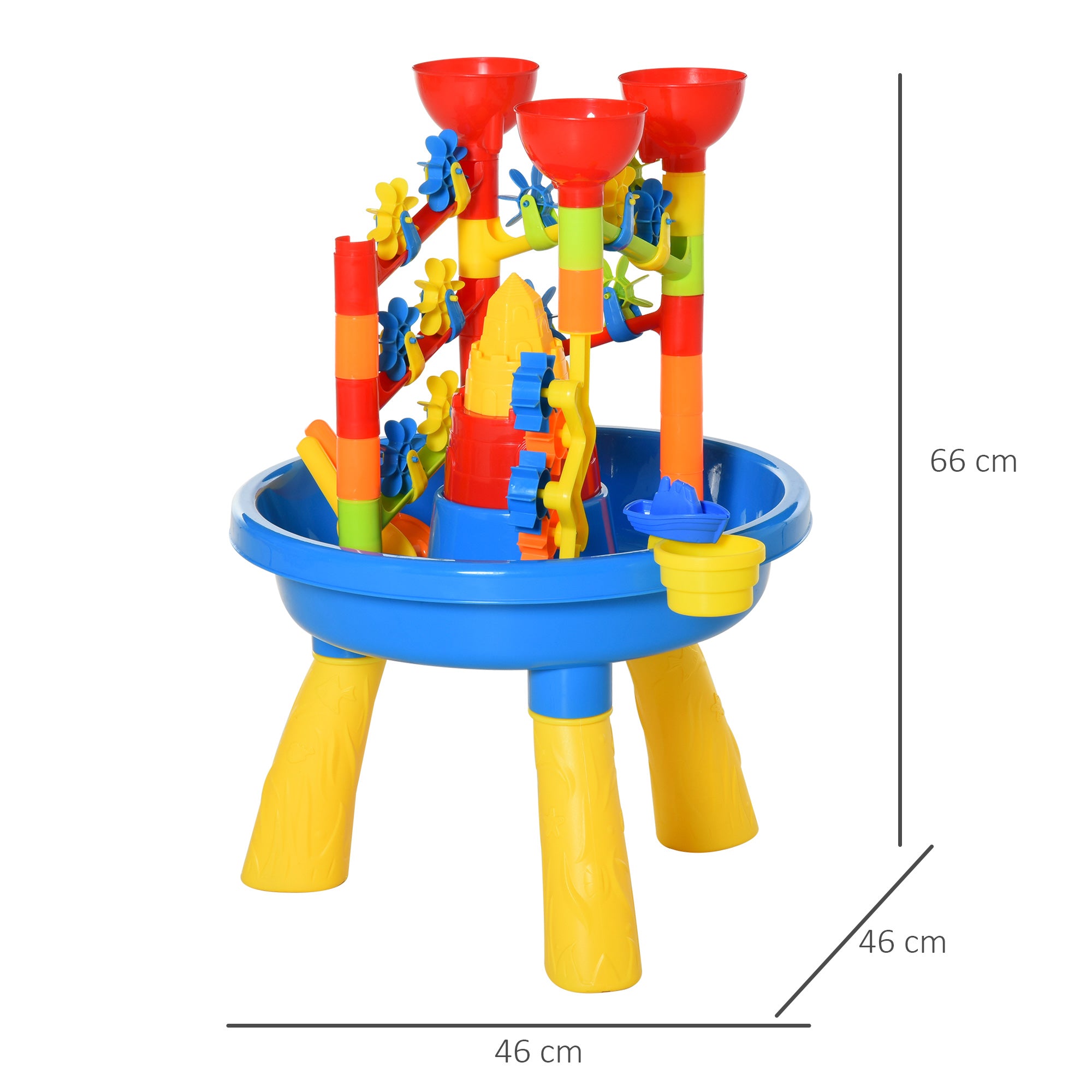 HOMCOM 30 Pcs Sand and Water Table Beach Toy Waterpark Activities Sand Pit Playset with Accessories Garden Sandbox 