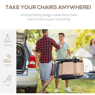 Outsunny Foldable Reclining Garden Chair with Headrest, Zero Gravity Deck Sun Lounger Seat Chair with Footrest, Armrest, Cup Holder & Canopy Shade, Beige 