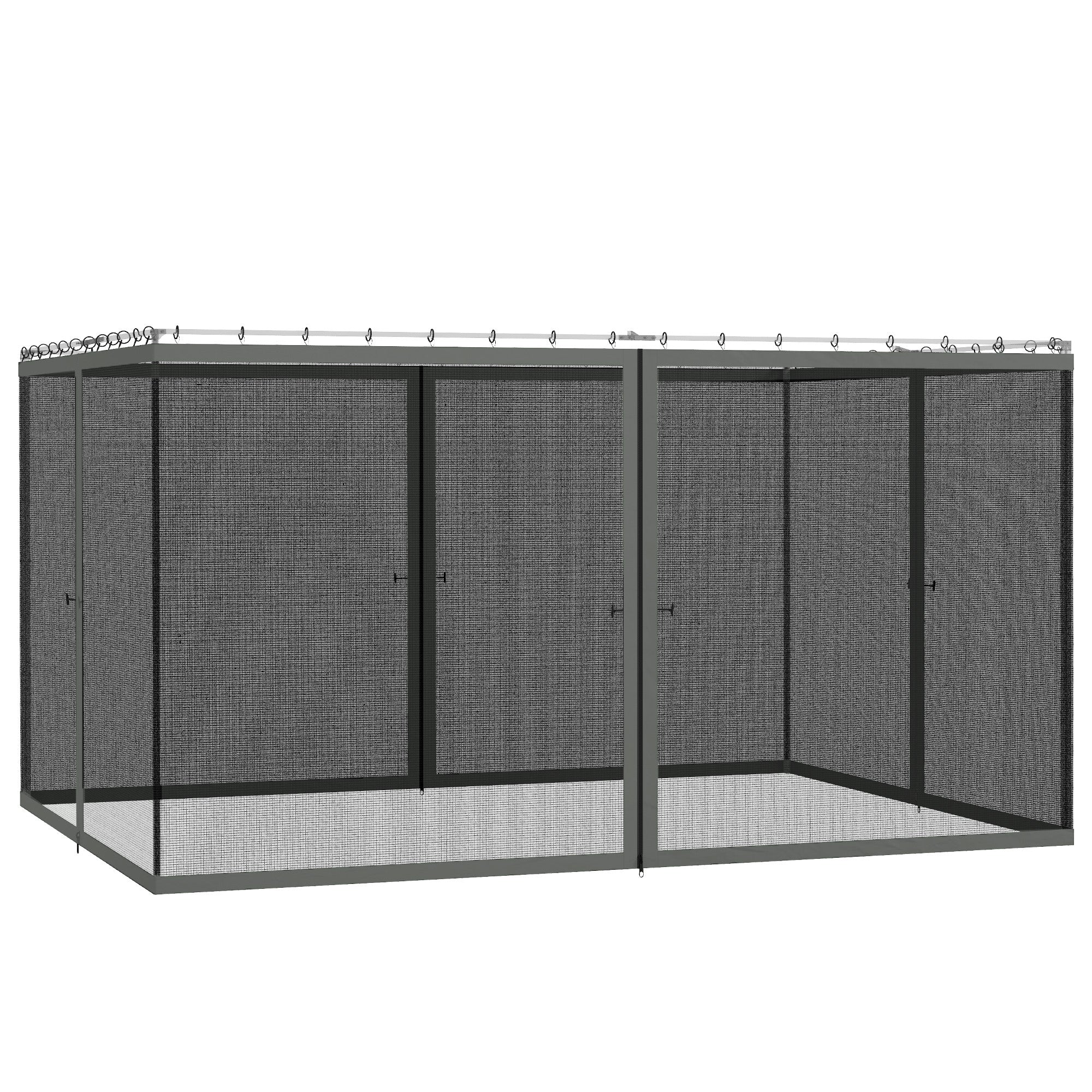 Outsunny 352 x 207cm Universal Replacement Mesh Sidewall Netting for Patio Gazebos and Canopy Tents, (Sidewall Only) Dark Grey 