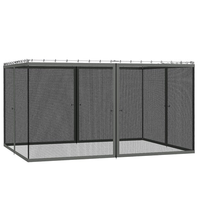 Outsunny 352 x 207cm Universal Replacement Mesh Sidewall Netting for Patio Gazebos and Canopy Tents, (Sidewall Only) Dark Grey 