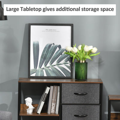 HOMCOM Chest of Drawers Storage  Dresser Cabinet Organizer with 3 Fabric Drawers and 2 Display Shelves for Living Room, Bedroom, Hallway, Black 