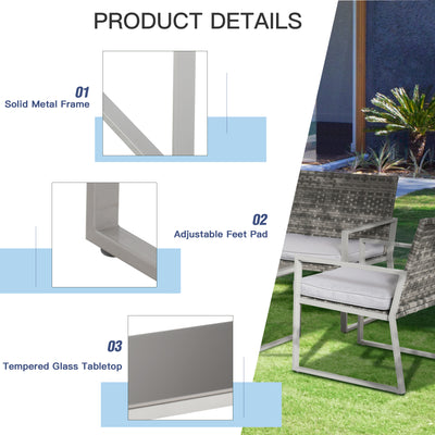 Outsunny 4PC Rattan Garden Furniture Set 2 Single Sofa Arm Chairs 1 Bench with Cushions & Coffee Table Patio Backyard Wicker Weave 